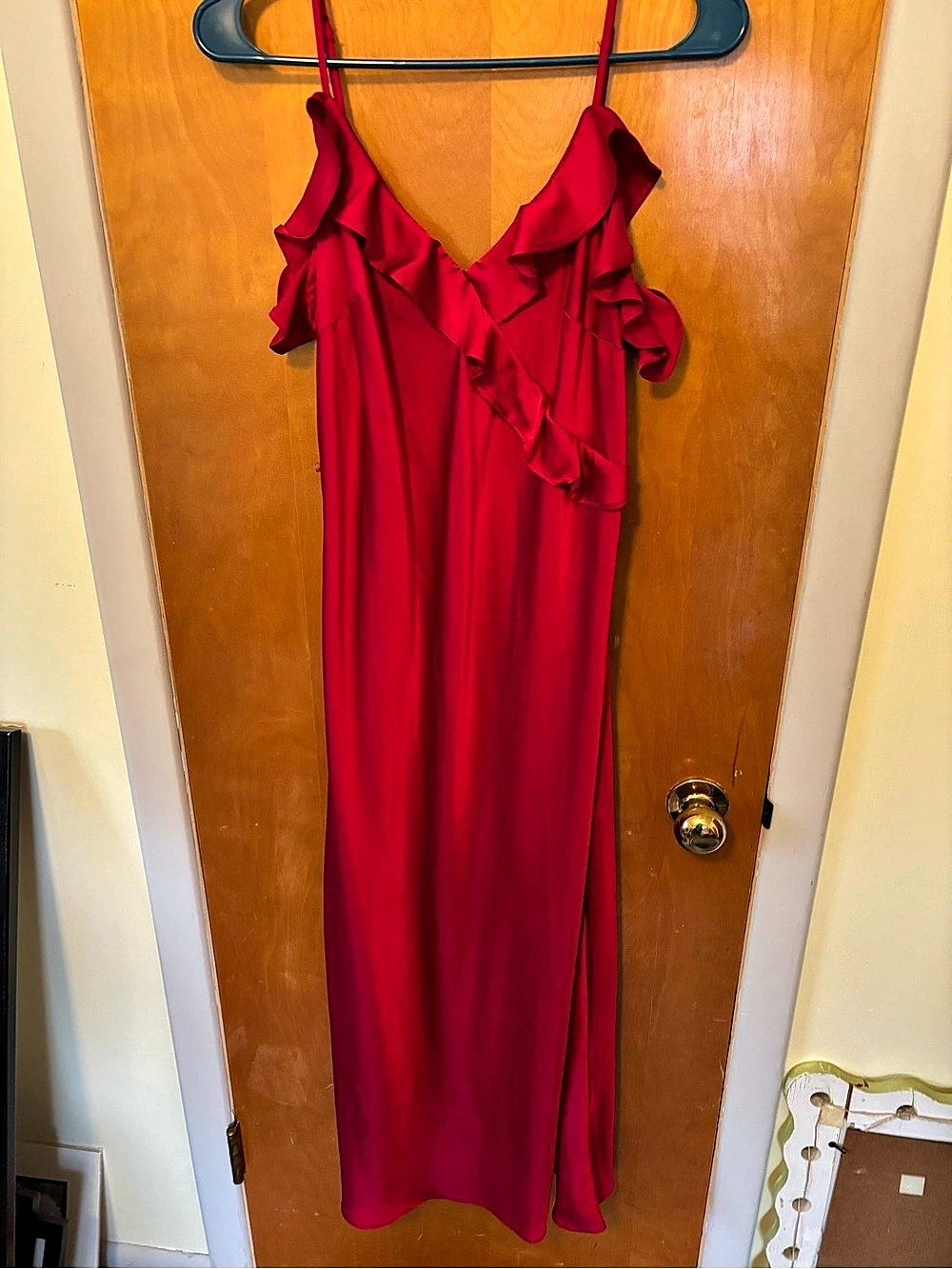 Universal Thread Red Maxi Dress with Ruffle Straps Red Ruffle Maxi Dress - Picture 2 of 2